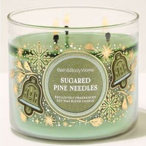 Bath & Body Works Green and Gold Sugared Pine Needles Candle